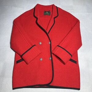Vintage Giesswein Red Wool Double Breasted Blazer Coat Jacket‎ Womens Size 10